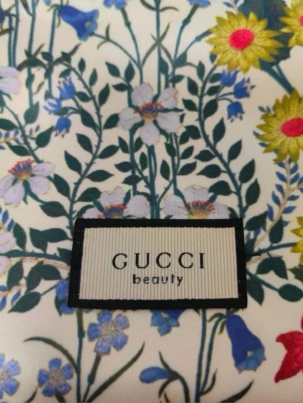 Gucci Floral Satin Scrunchie Trio in Purple, Pink & Teal with Floral Pouch